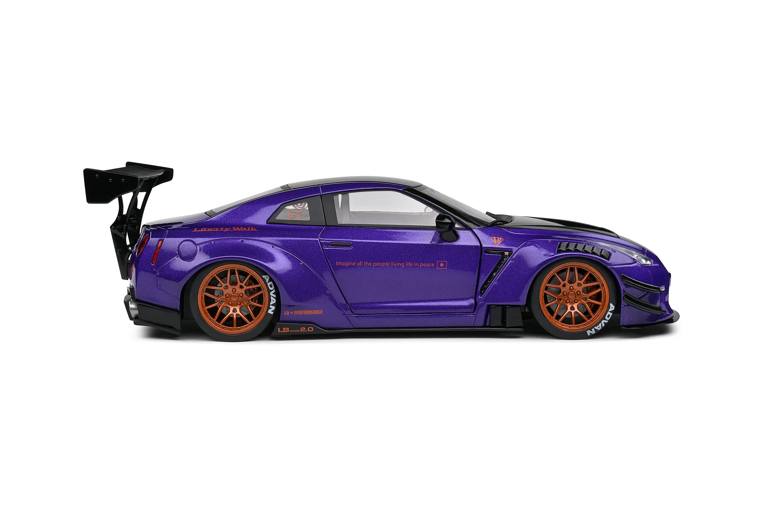 Solido 2022 Nissan GT-R (R35) W/ Liberty Walk Body Kit 2.0 Purple 1:18 - Image 5