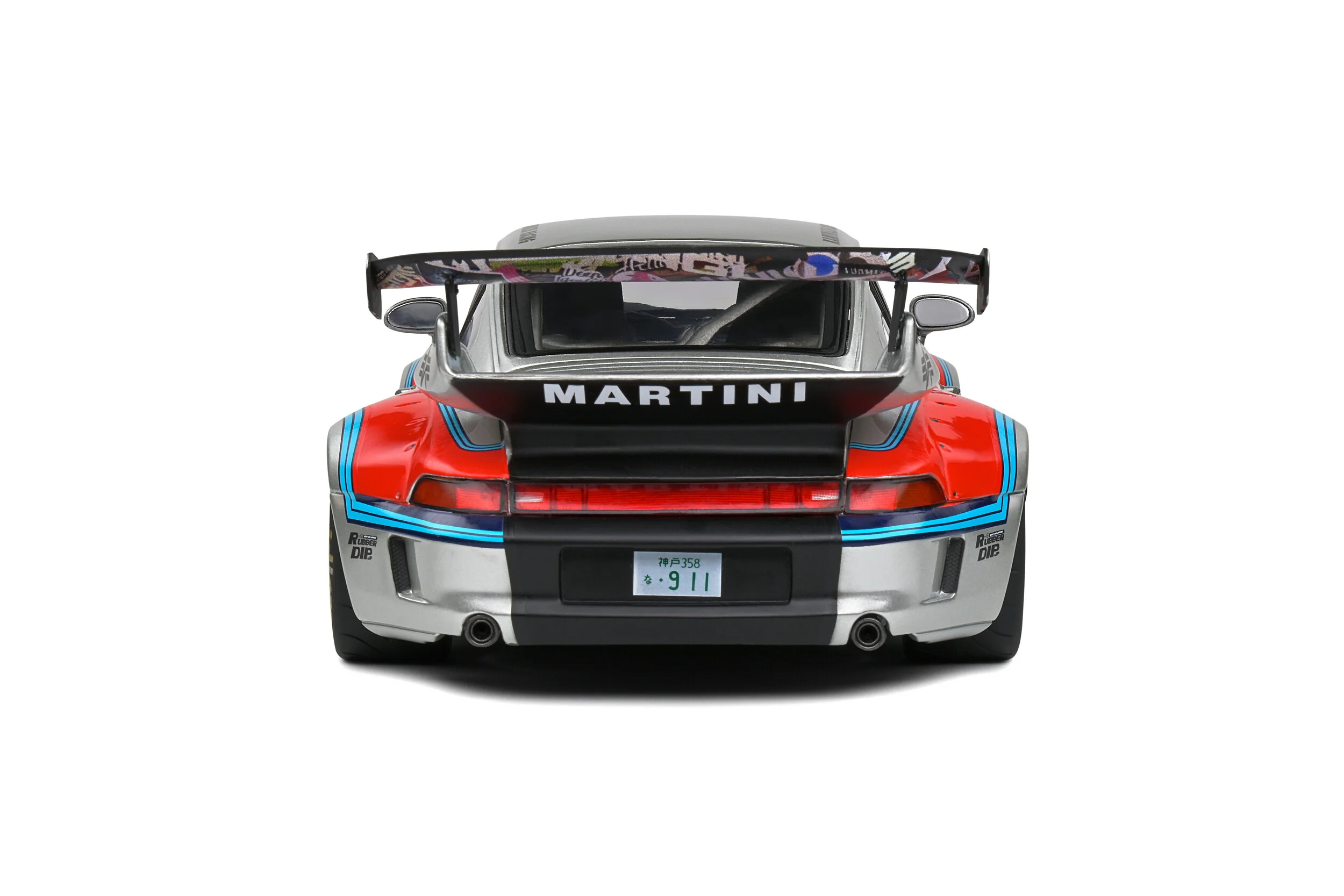 Solido 2020 Porsche 993 RWB Bodykit No 11 Martini Racing Livery Coupe Silver Red Blue 1:18 - Image 5