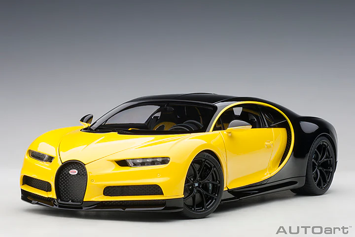AUTOart 2017 Bugatti Chiron Juane Molsheim Yellow w/ Nocturne Black 1:18 - Image 17