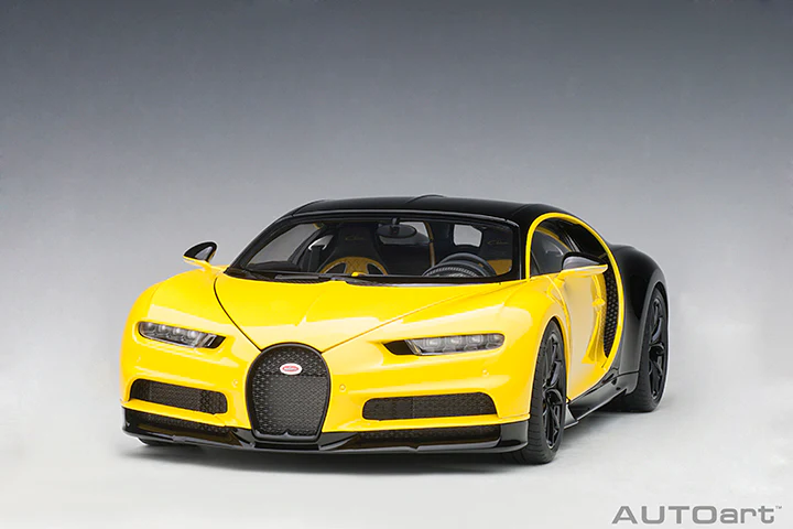 AUTOart 2017 Bugatti Chiron Juane Molsheim Yellow w/ Nocturne Black 1:18 - Image 18