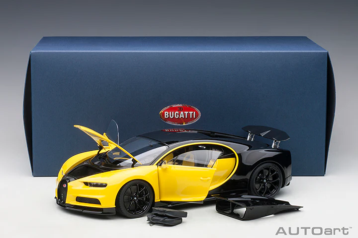 AUTOart 2017 Bugatti Chiron Juane Molsheim Yellow w/ Nocturne Black 1:18 - Image 20