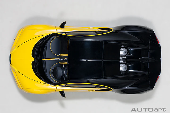 AUTOart 2017 Bugatti Chiron Juane Molsheim Yellow w/ Nocturne Black 1:18 - Image 7