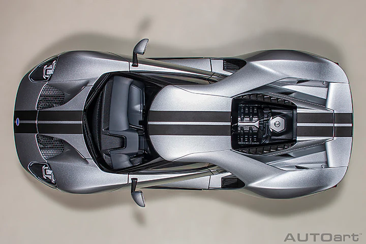 AUTOart 2017 Ford GT Ingot Silver w/ Black Stripes 1:12 - Image 7