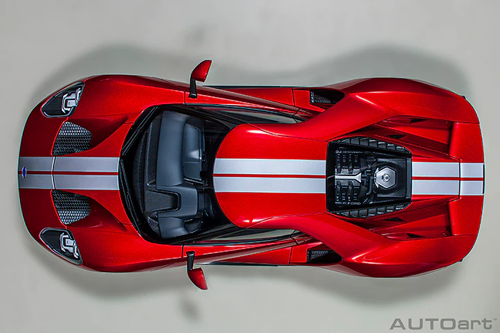 AUTOart 2017 Ford GT Red w/ Silver Stripes 1:12 - Image 5