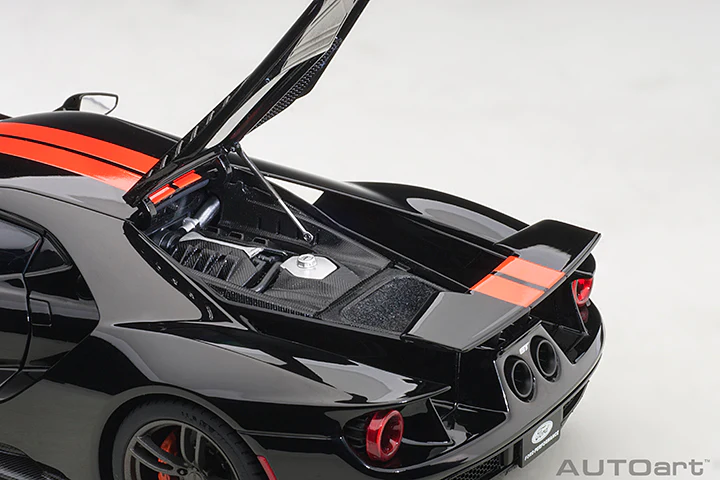 AUTOart 2017 Ford GT Shadow Black w/ Orange Stripes 1:18 - Image 10