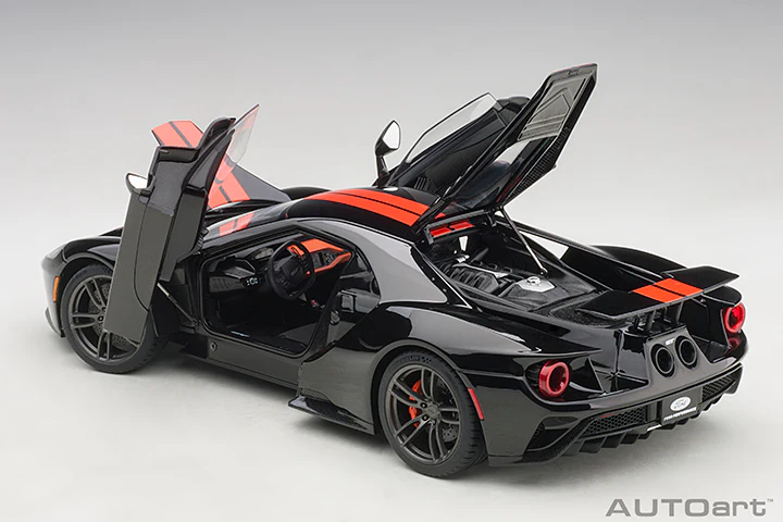 AUTOart 2017 Ford GT Shadow Black w/ Orange Stripes 1:18 - Image 13