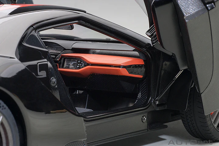 AUTOart 2017 Ford GT Shadow Black w/ Orange Stripes 1:18 - Image 8
