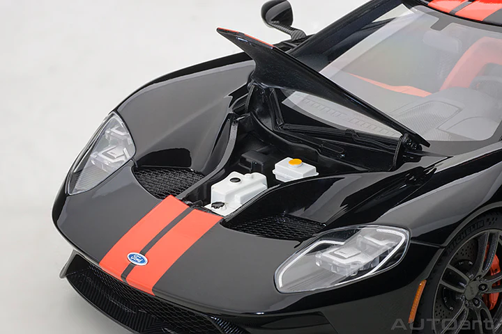 AUTOart 2017 Ford GT Shadow Black w/ Orange Stripes 1:18 - Image 9