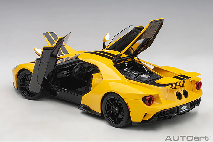 AUTOart 2017 Ford GT Triple Yellow w/ Black Stripes 1:18 - Image 14