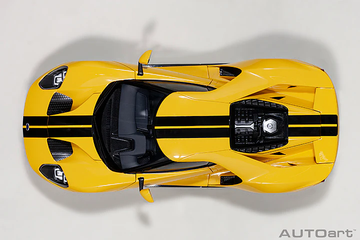AUTOart 2017 Ford GT Triple Yellow w/ Black Stripes 1:18 - Image 7