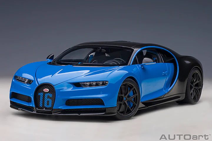 AUTOart 2019 Bugatti Chiron Sport French Racing Blue & Carbon Fiber 1:18 - Image 18
