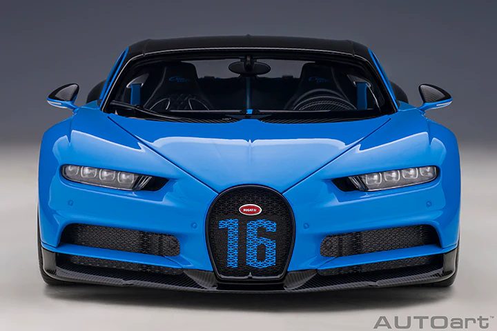 AUTOart 2019 Bugatti Chiron Sport French Racing Blue & Carbon Fiber 1:18 - Image 5