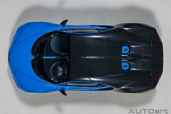 AUTOart 2019 Bugatti Chiron Sport French Racing Blue & Carbon Fiber 1:18 - Image 7