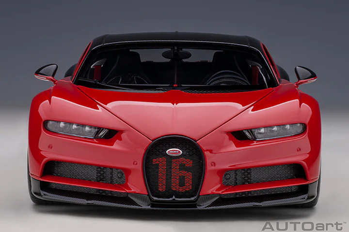 AUTOart 2019 Bugatti Chiron Sport Italian Red w/ Carbon Fiber 1:18 - Image 13
