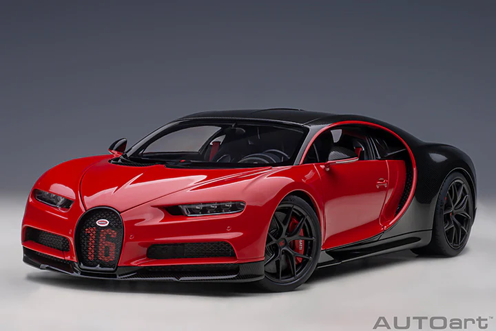 AUTOart 2019 Bugatti Chiron Sport Italian Red w/ Carbon Fiber 1:18 - Image 15
