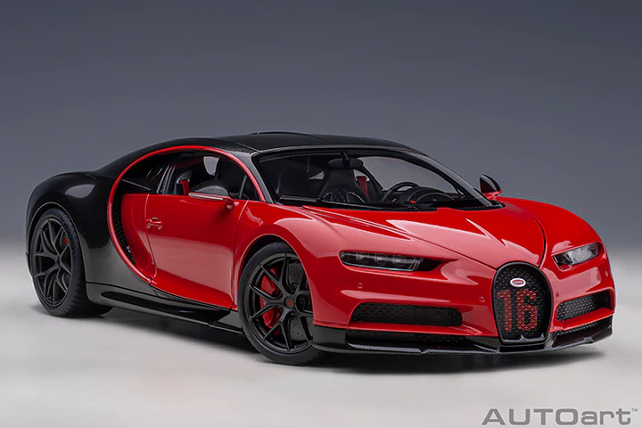 AUTOart 2019 Bugatti Chiron Sport Italian Red w/ Carbon Fiber 1:18 - Image 16
