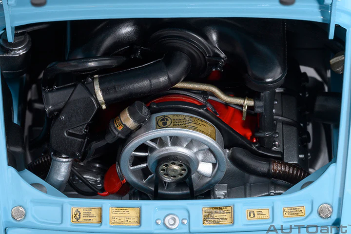 AUTOart Porsche 911 Carrera 2.7 RS Gulf Blue w/ Black Deco and Wheels 1:18 - Image 17