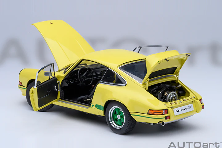 AUTOart Porsche 911 Carrera 2.7 RS Light Yellow w/ Green Deco and Wheels 1:18 - Image 18