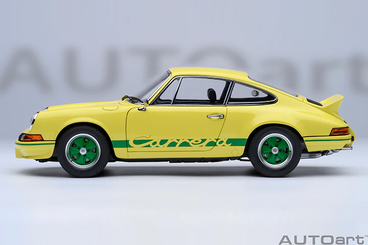AUTOart Porsche 911 Carrera 2.7 RS Light Yellow w/ Green Deco and Wheels 1:18 - Image 3