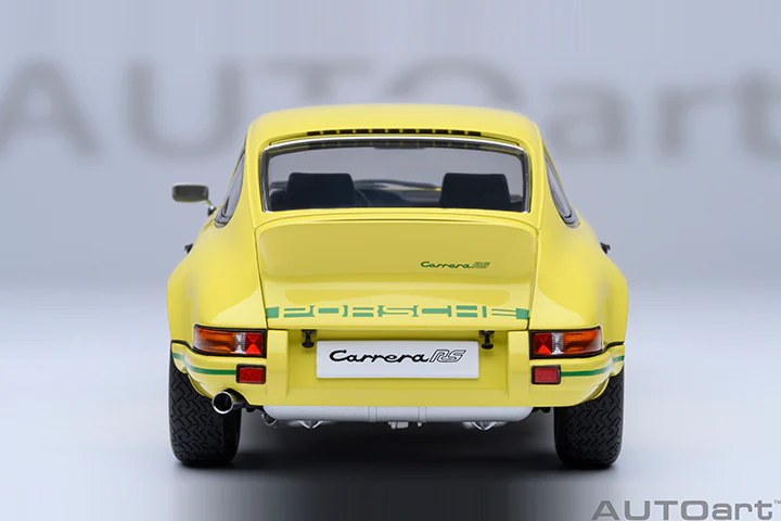 AUTOart Porsche 911 Carrera 2.7 RS Light Yellow w/ Green Deco and Wheels 1:18 - Image 6