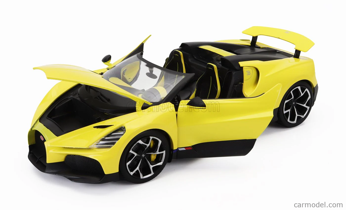 Bburago 2023 Bugatti W16 Mistral Yellow 1:18 - Image 3