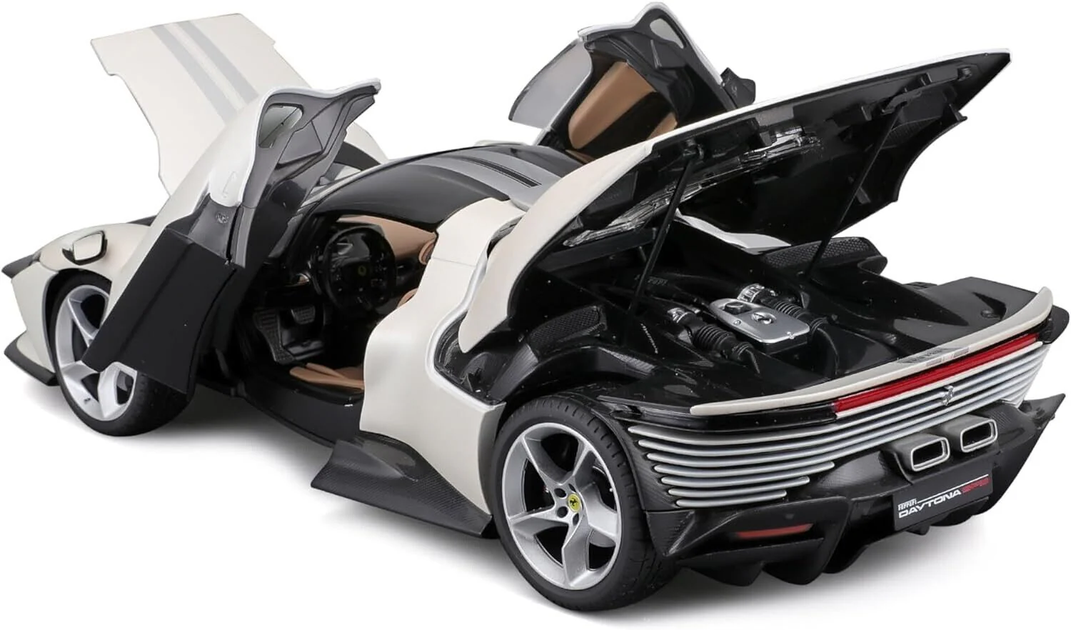Bburago 2022 Ferrari Daytona SP3 White w/ Black Accents 1:18 - Image 4