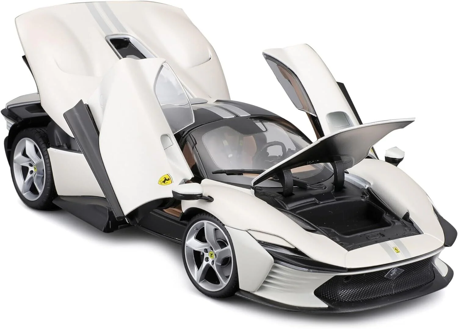 Bburago 2022 Ferrari Daytona SP3 White w/ Black Accents 1:18 - Image 5