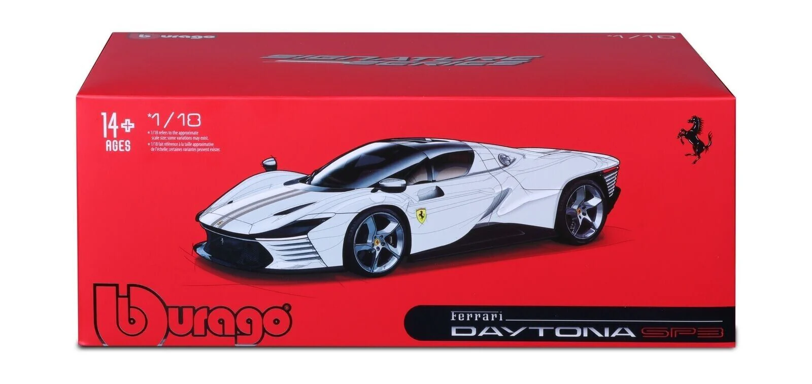 Bburago 2022 Ferrari Daytona SP3 White w/ Black Accents 1:18 - Image 8