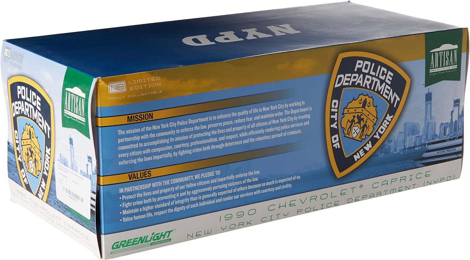 Greenlight 1990 Chevy Caprice NYPD Cruiser Blue/White 1:18 - Image 4