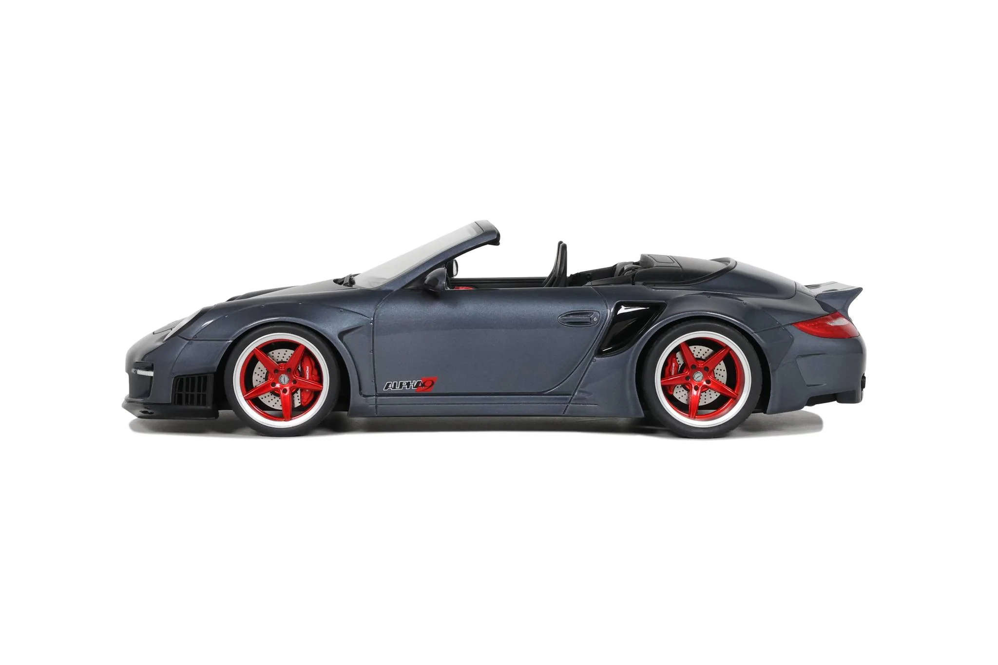 GT Spirit 2016 Porsche 911 997 Cabriolet LB Works Grey w/ Red Wheels 1:18 - Image 3