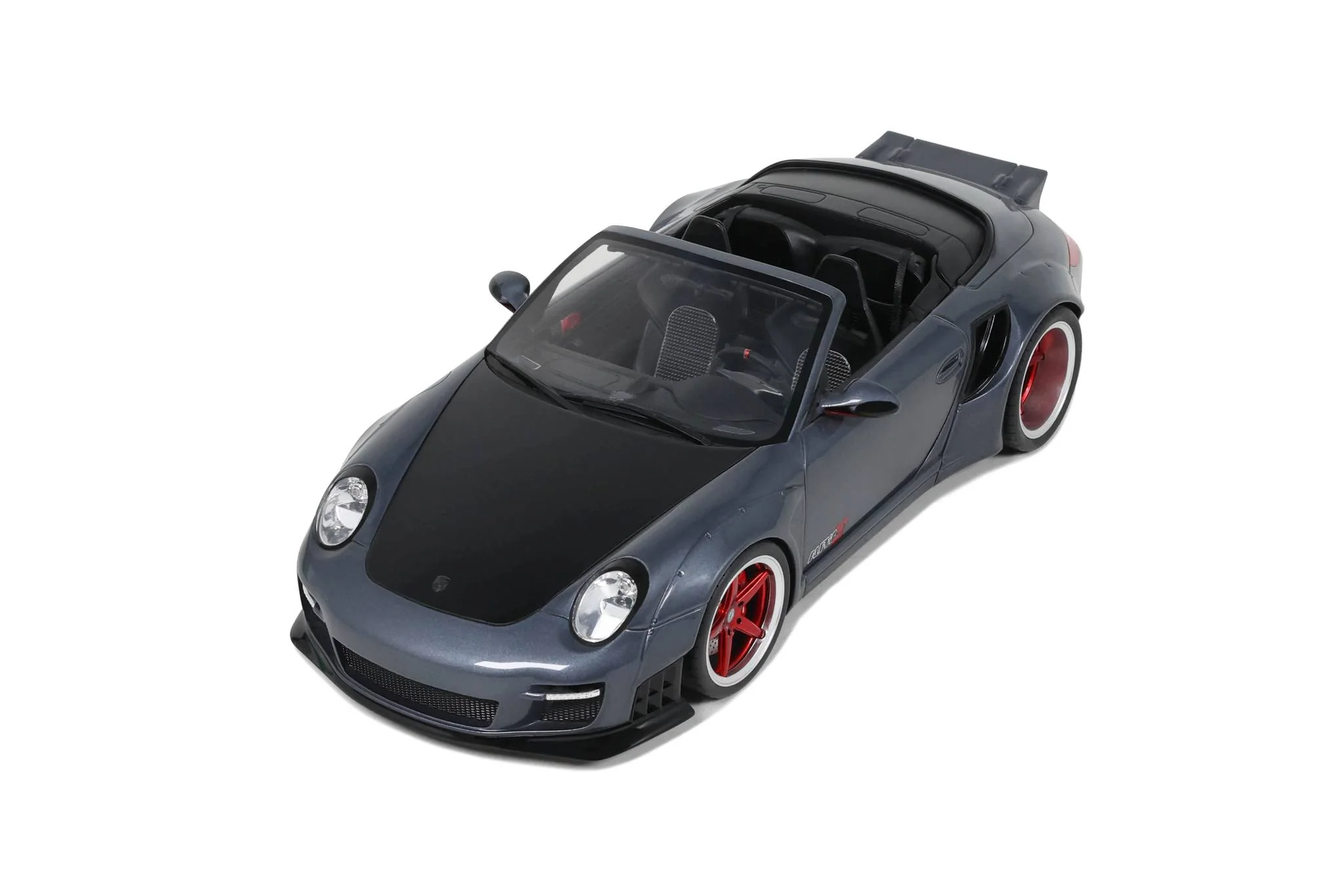 GT Spirit 2016 Porsche 911 997 Cabriolet LB Works Grey w/ Red Wheels 1:18 - Image 6