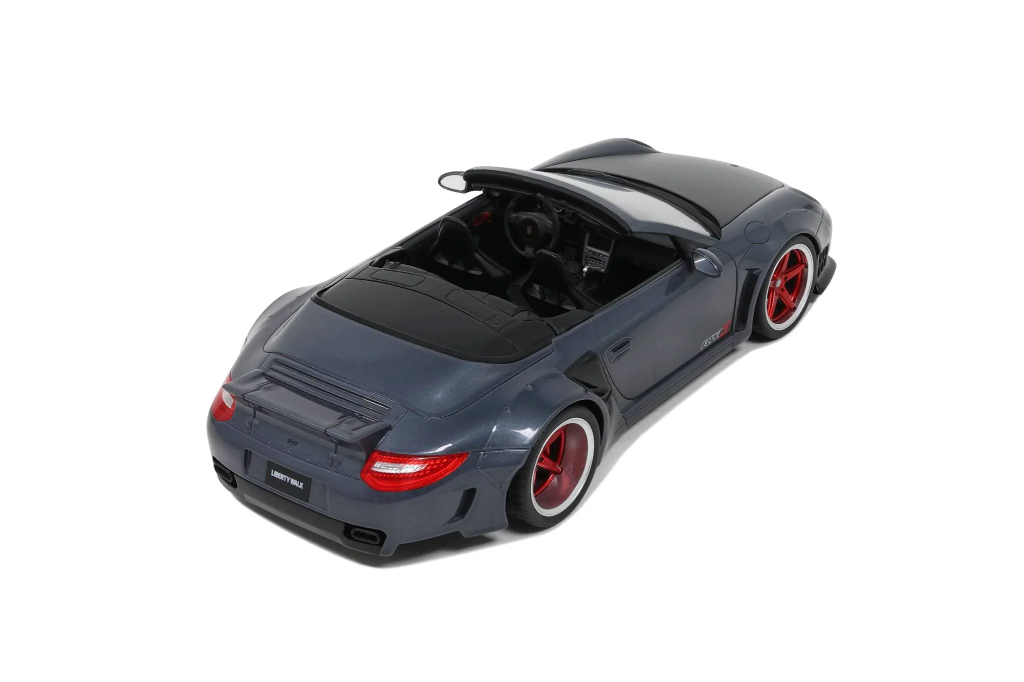 GT Spirit 2016 Porsche 911 997 Cabriolet LB Works Grey w/ Red Wheels 1:18 - Image 7