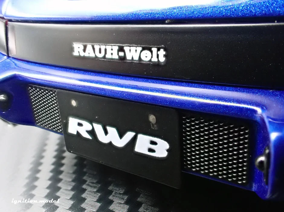 Ignition-Model Porsche 911 964 RWB w/ Whale Tail, Blue Metallic w/ Black Work Wheels 1:18 - Image 18