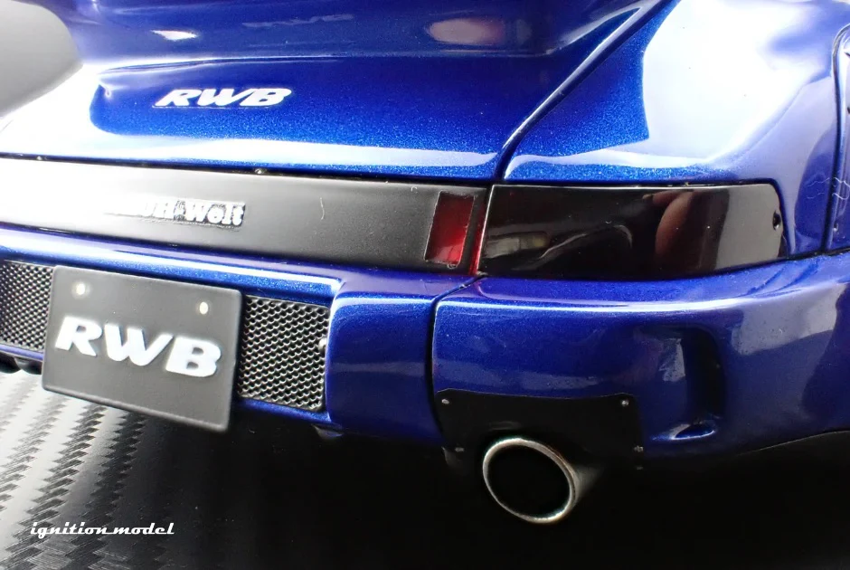 Ignition-Model Porsche 911 964 RWB w/ Whale Tail, Blue Metallic w/ Black Work Wheels 1:18 - Image 19