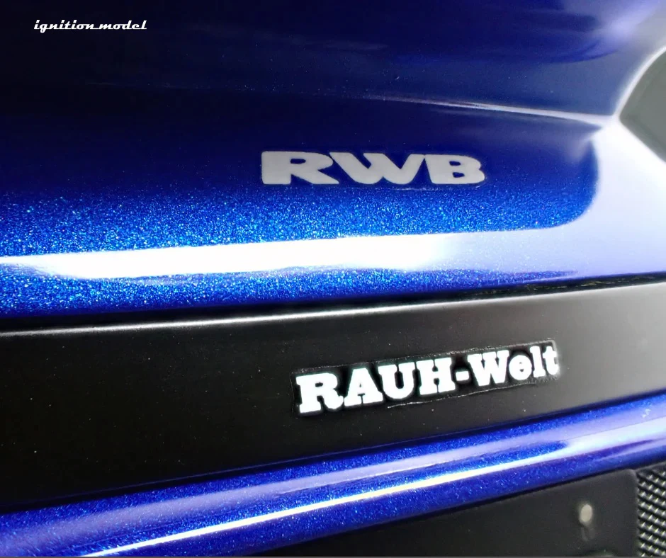 Ignition-Model Porsche 911 964 RWB w/ Whale Tail, Blue Metallic w/ Black Work Wheels 1:18 - Image 21