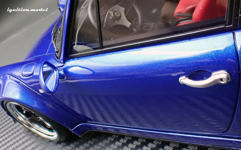 Ignition-Model Porsche 911 964 RWB w/ Whale Tail, Blue Metallic w/ Black Work Wheels 1:18 - Image 24
