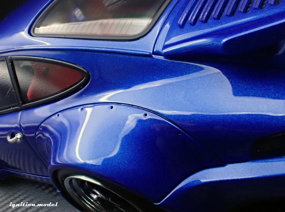 Ignition-Model Porsche 911 964 RWB w/ Whale Tail, Blue Metallic w/ Black Work Wheels 1:18 - Image 25