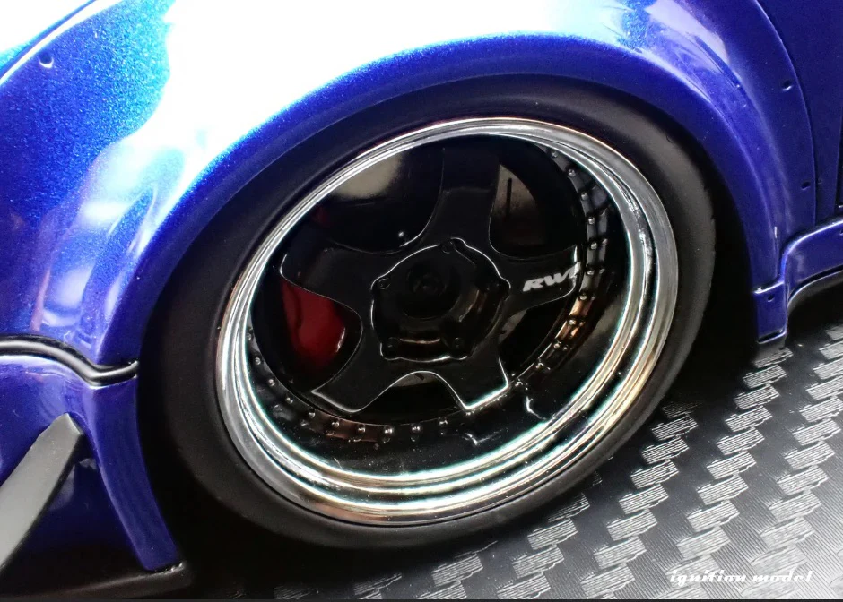 Ignition-Model Porsche 911 964 RWB w/ Whale Tail, Blue Metallic w/ Black Work Wheels 1:18 - Image 35