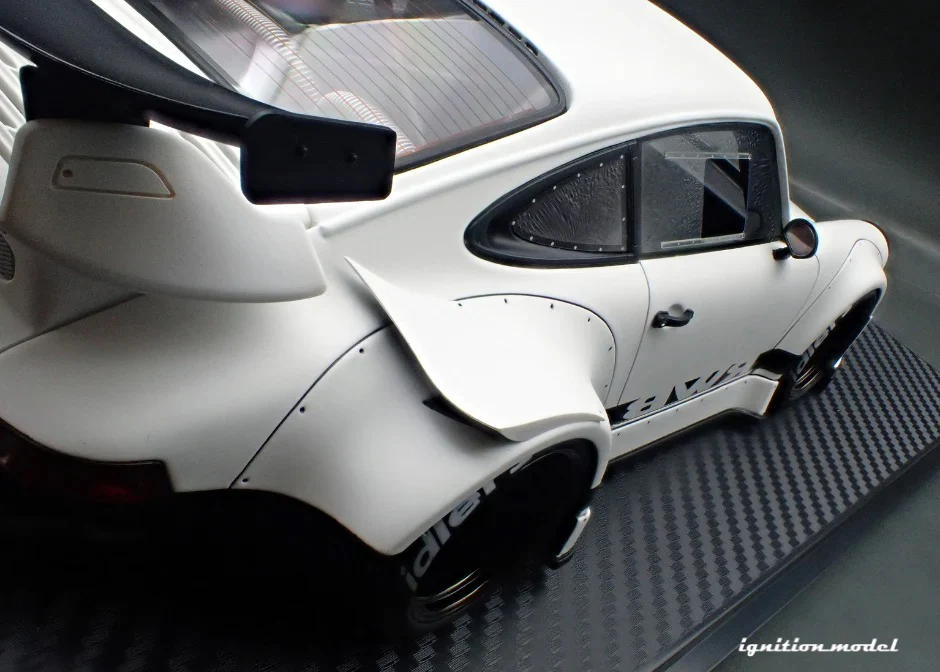 Ignition-Model Porsche 911 RWB 930 Matte White w/ Work S1 Wheels 1:18 - Image 13