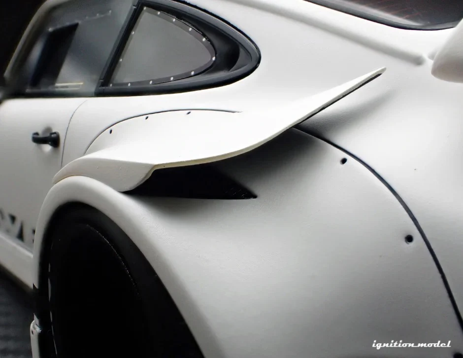 Ignition-Model Porsche 911 RWB 930 Matte White w/ Work S1 Wheels 1:18 - Image 23
