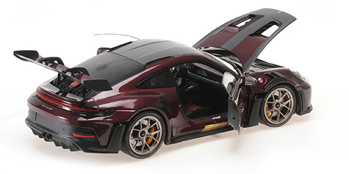 Minichamps 2023 Porsche 911 992 GT3 RS w/ Weissach Pkg Purple Metallic w/ Gold Wheels 1:18 - Image 3