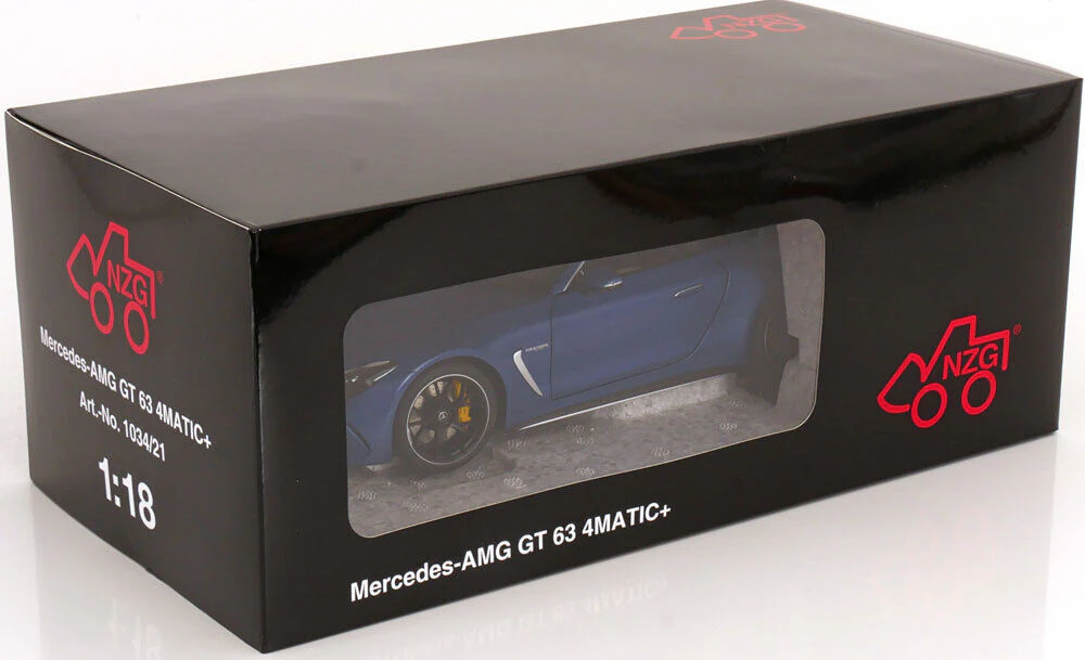 NZG 2023 Mercedes Benz AMG GT63 Coupe (C192) Matte Spectral Blue 1:18 - Image 5