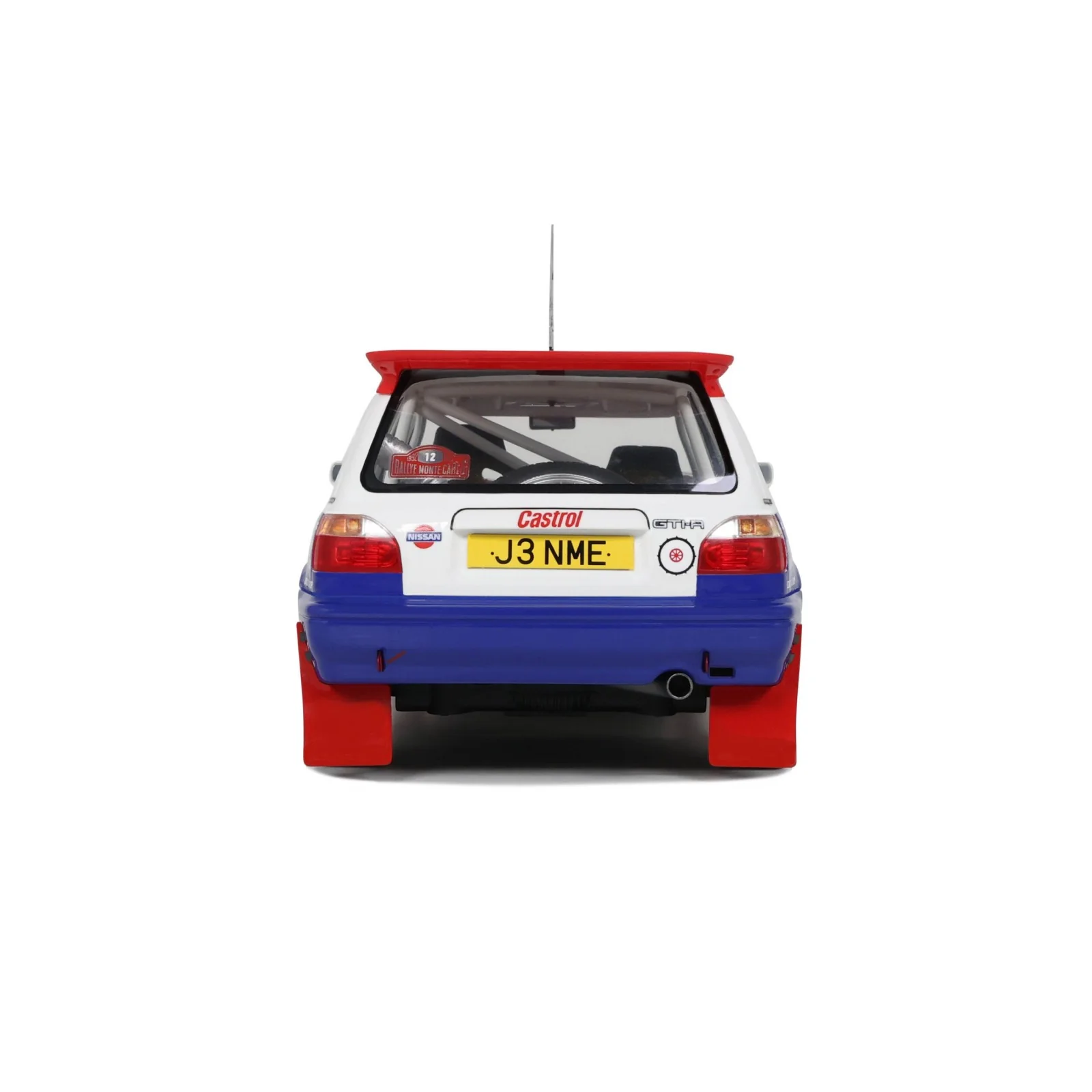 Otto 1992 Nissan Sunny GTi-R Team Nissan Motorsport Europe No 12 Rally Montecarlo White Red Blue 1:18 - Image 4
