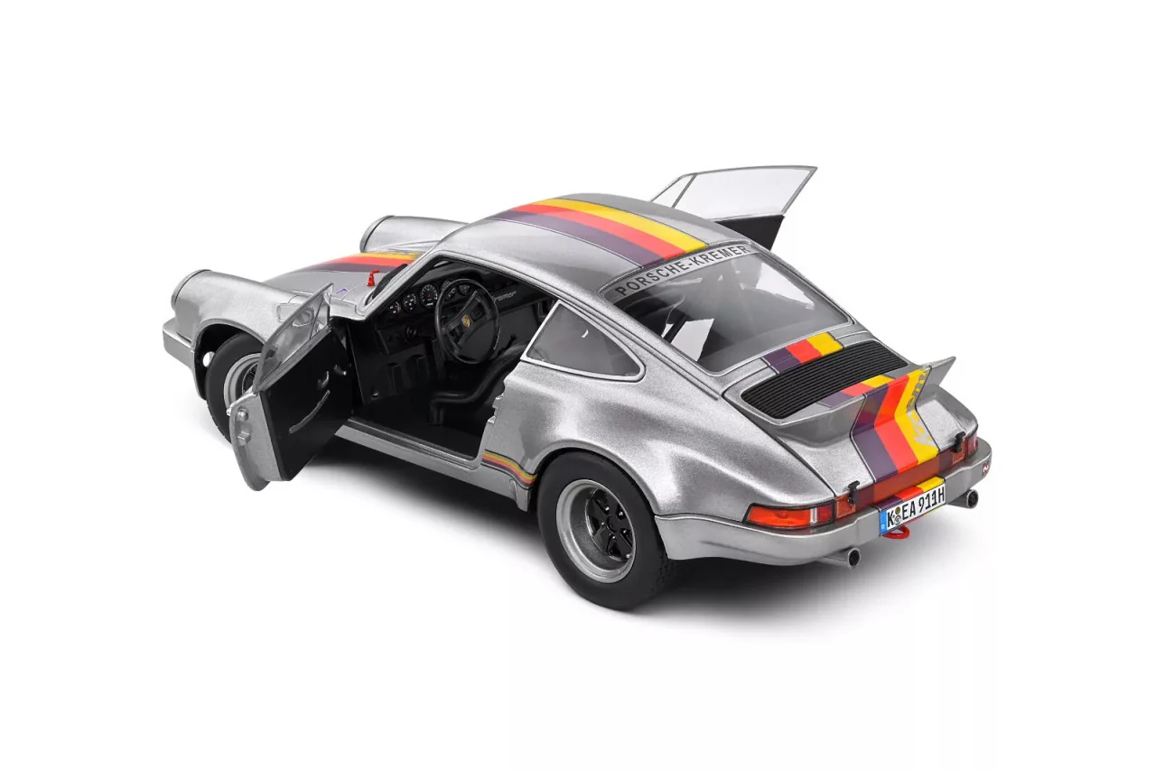 Solido 1973 Porsche 911 RSR Kremer Design Rally Silver 1:18 - Image 4