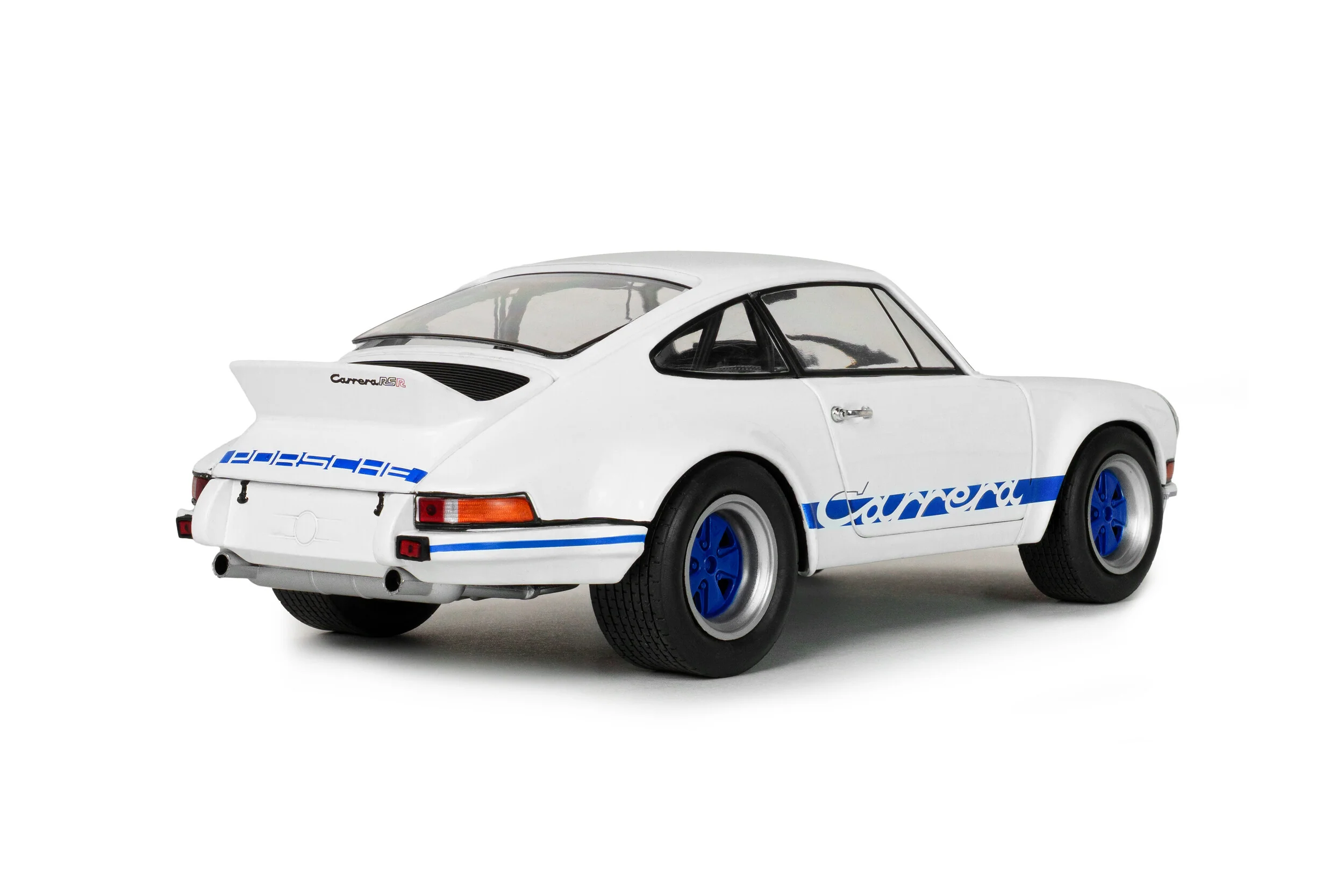 Solido 1973 Porsche 911 Carrera RS 2.7 White w/ Blue Wheels and Deco 1:18 - Image 4