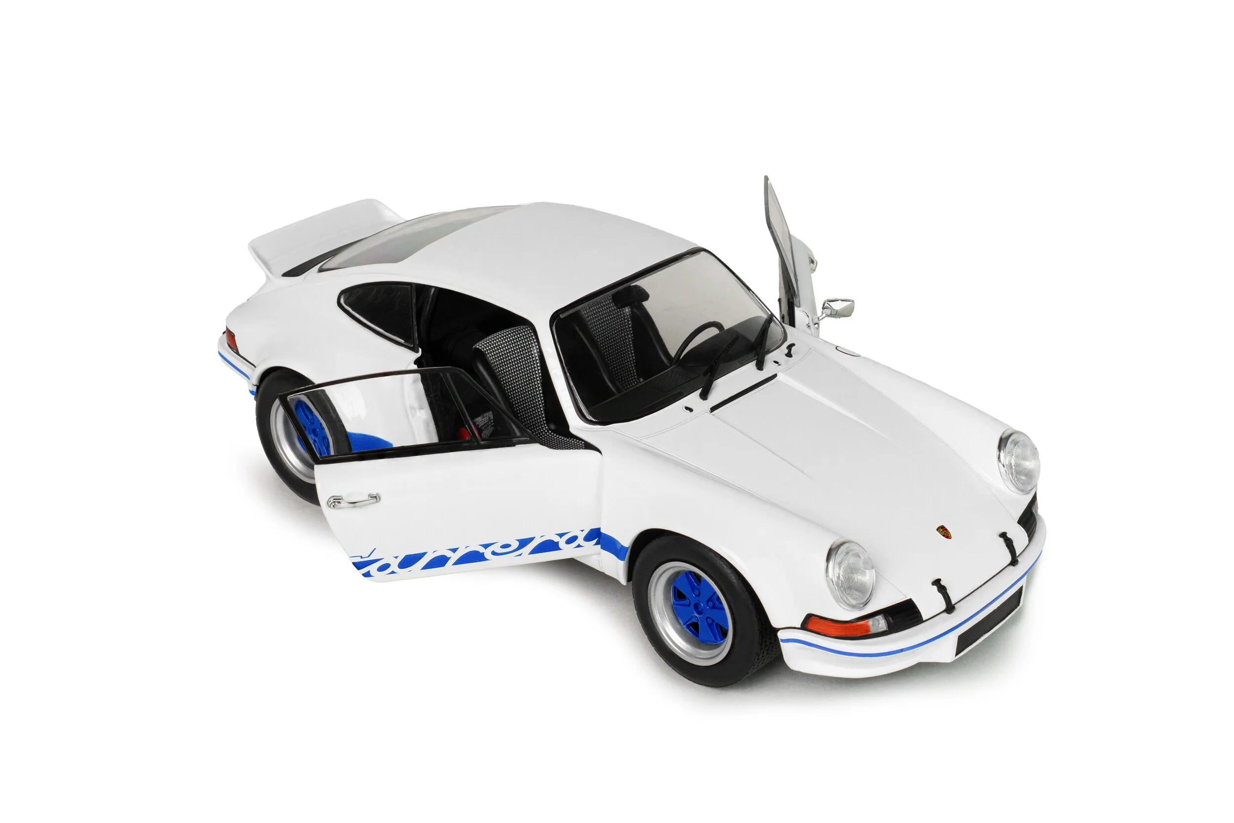 Solido 1973 Porsche 911 Carrera RS 2.7 White w/ Blue Wheels and Deco 1:18 - Image 7