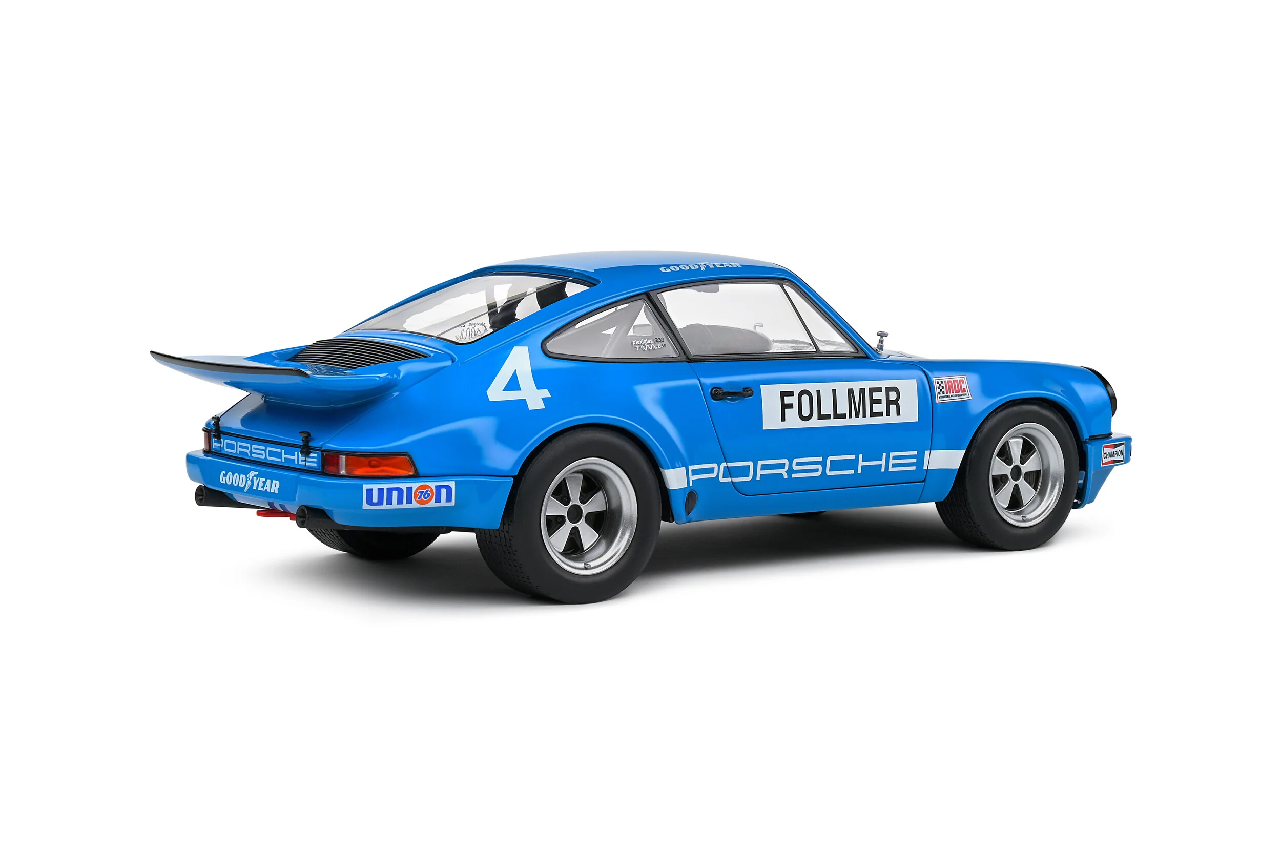 Solido 1974 Porsche 911 IROC Riverside No 4 Follmer IROC Blue 1:18 - Image 4