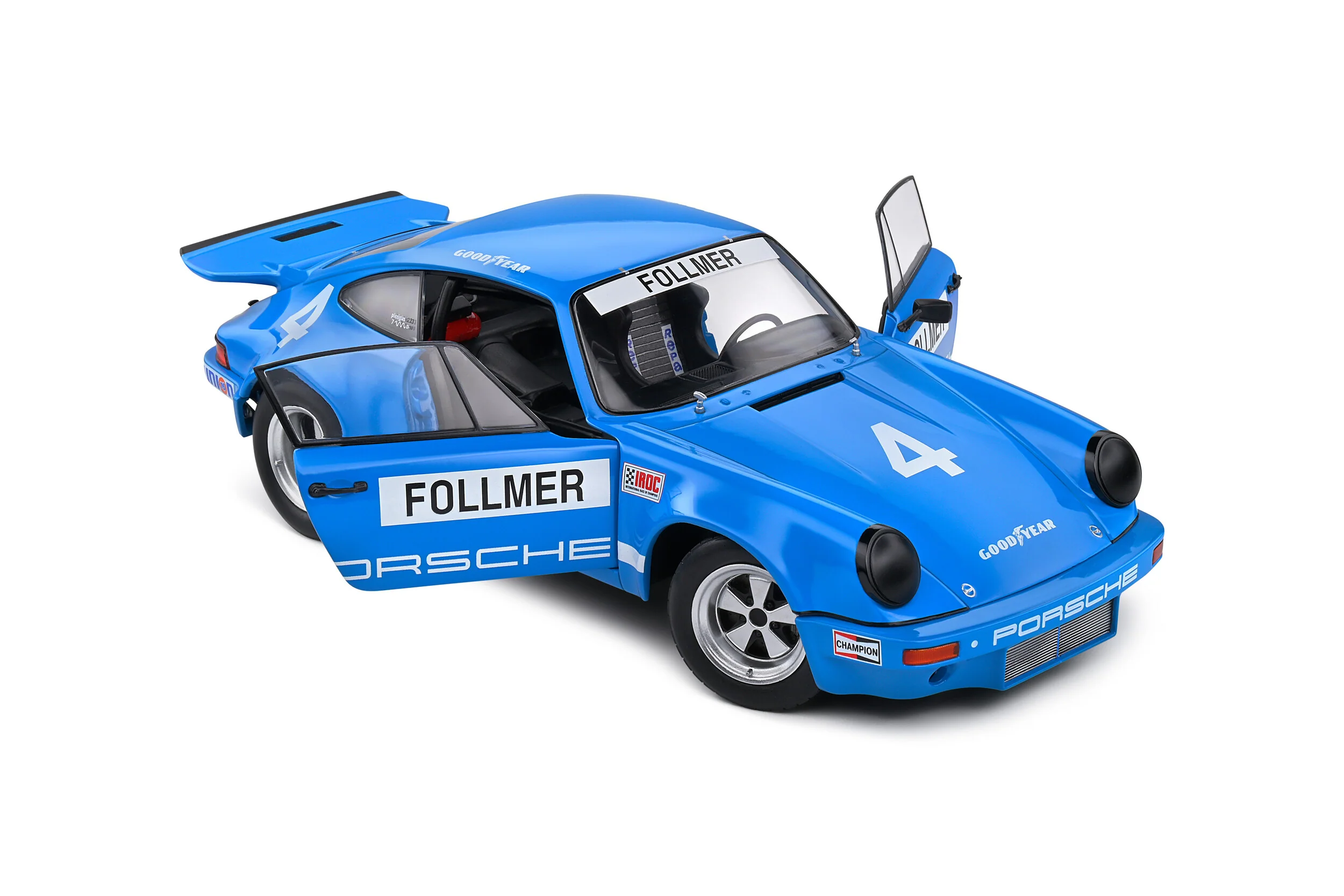 Solido 1974 Porsche 911 IROC Riverside No 4 Follmer IROC Blue 1:18 - Image 8