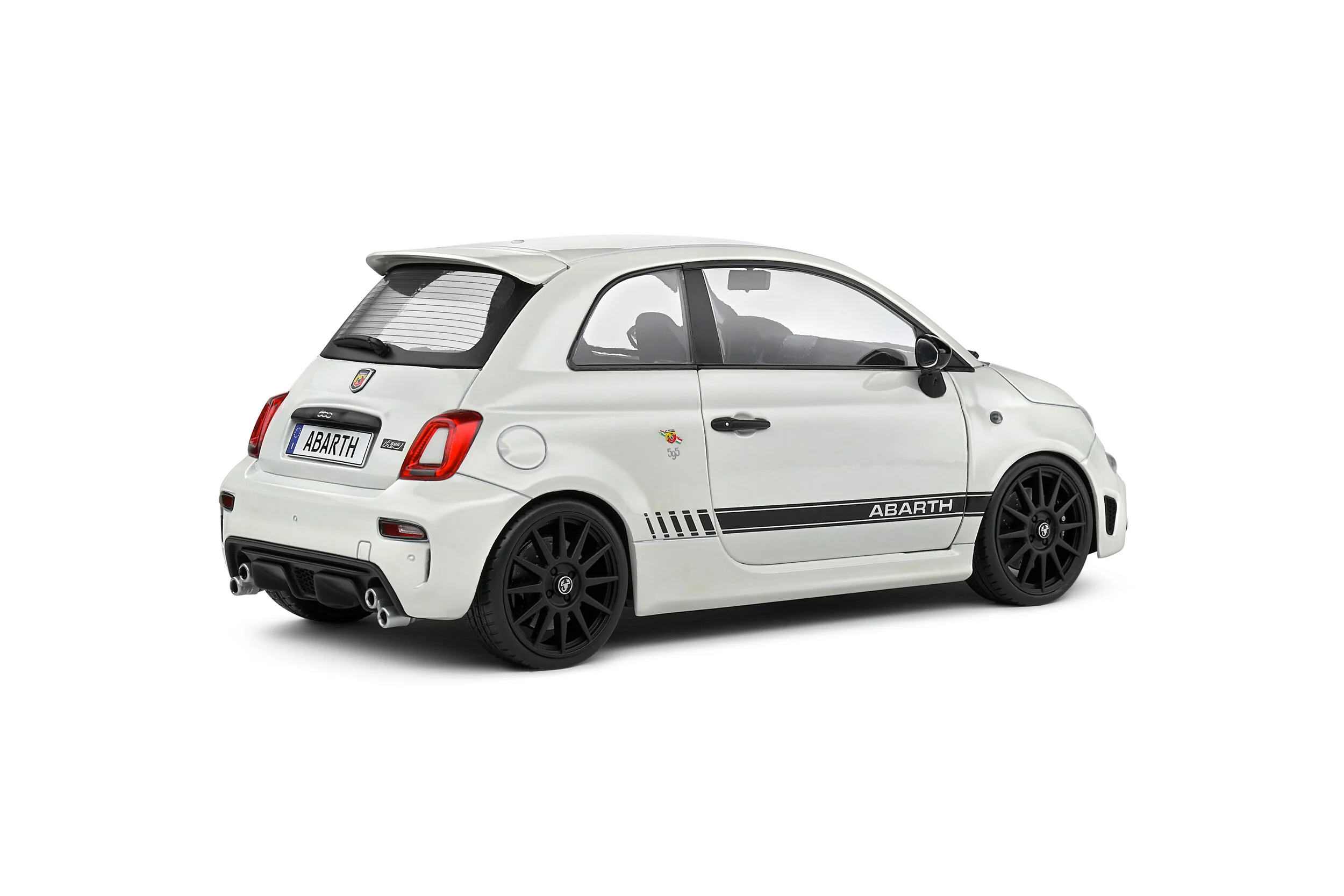 Solido 2022 Fiat 695 (500) Abarth White w/ Black Stripe 1:18 - Image 4