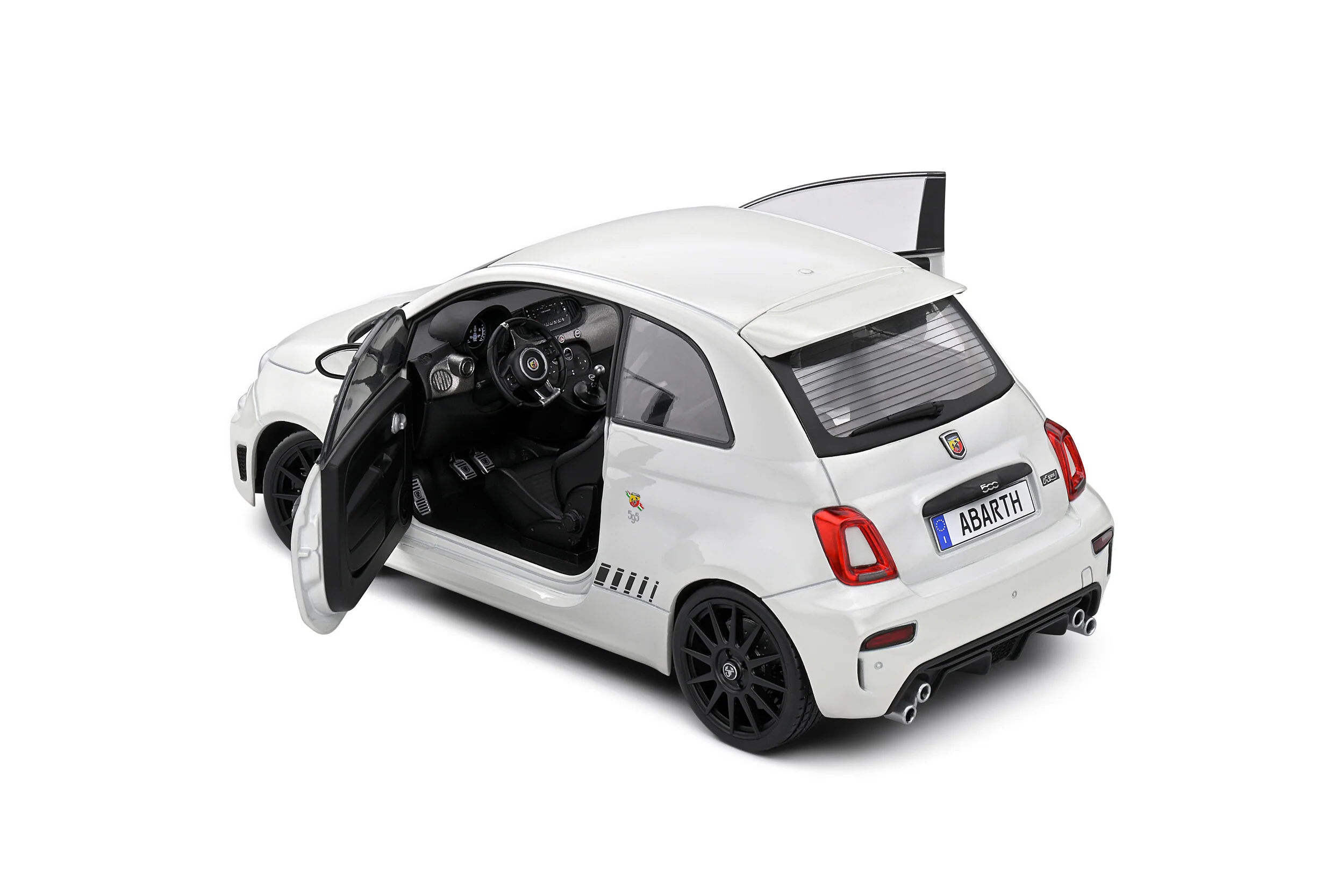 Solido 2022 Fiat 695 (500) Abarth White w/ Black Stripe 1:18 - Image 7